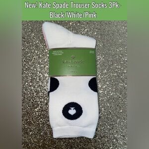 New! Kate Spade Trouser Socks 3Pk- Black/White/Pink🌸